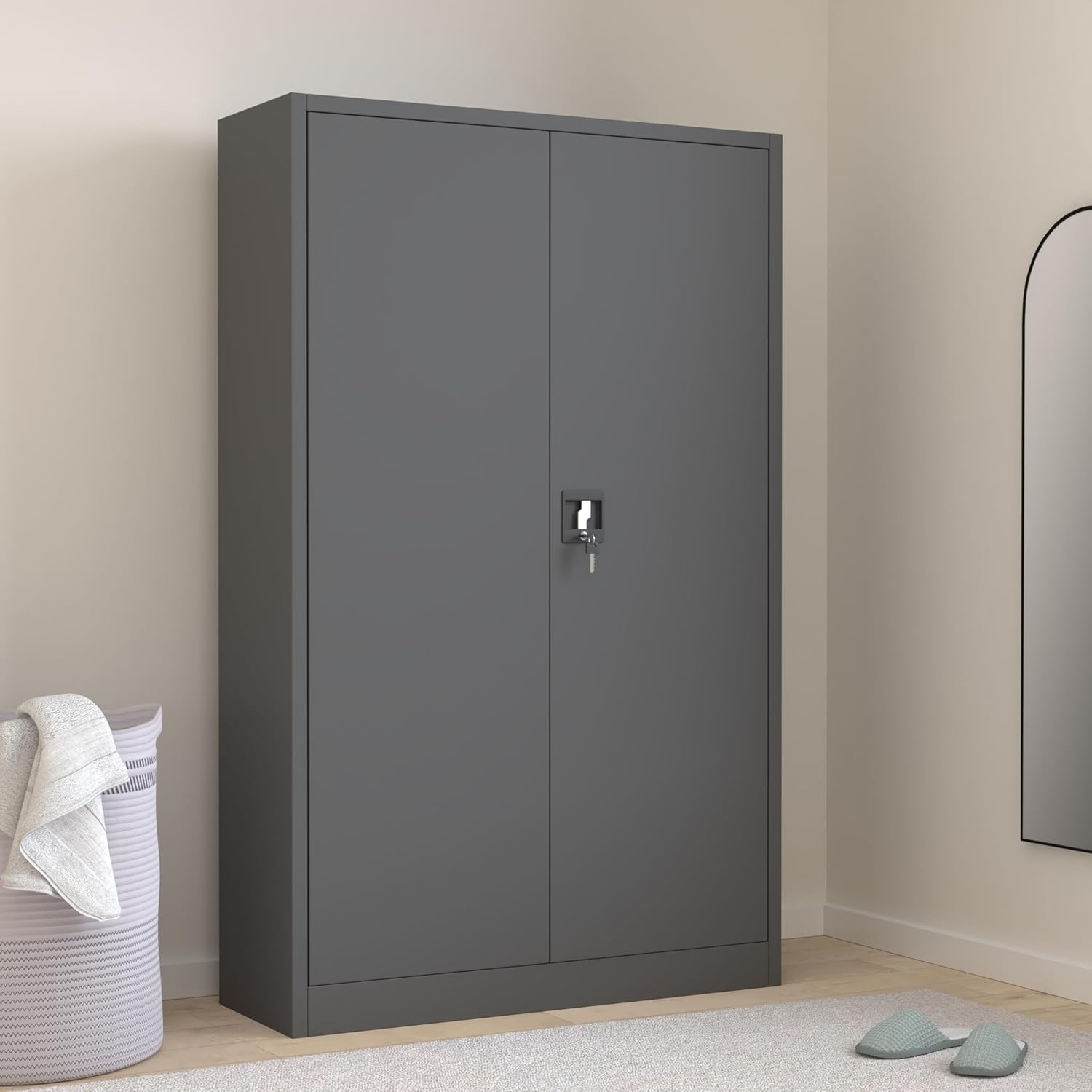 Metallschrank XXL Aktenschrank Stahlschrank Büroschrank Flügeltüren Pulverbeschichtung 185 x 115 cm  – 2