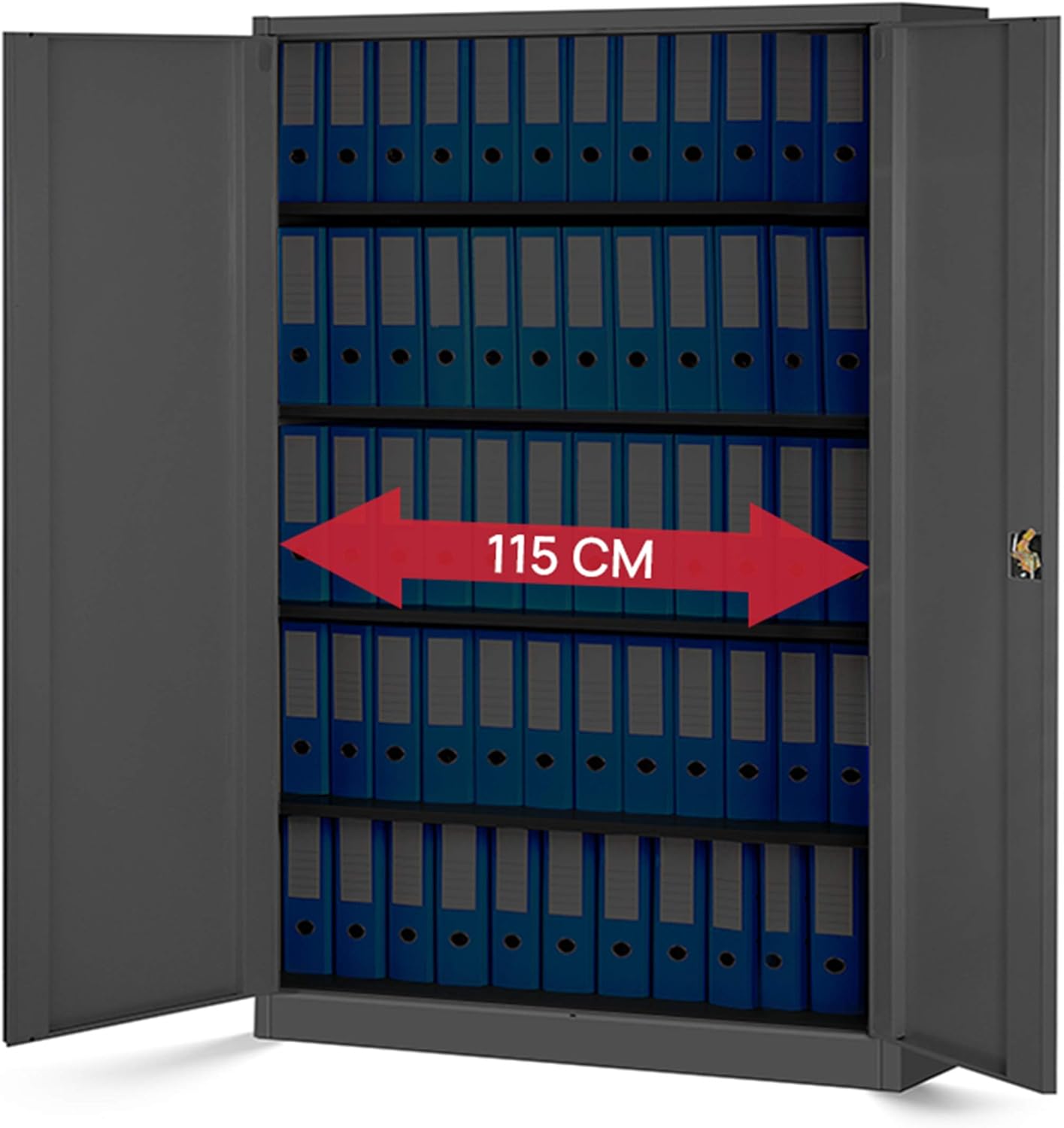 Metallschrank XXL Aktenschrank Stahlschrank Büroschrank Flügeltüren Pulverbeschichtung 185 x 115 cm  – 4
