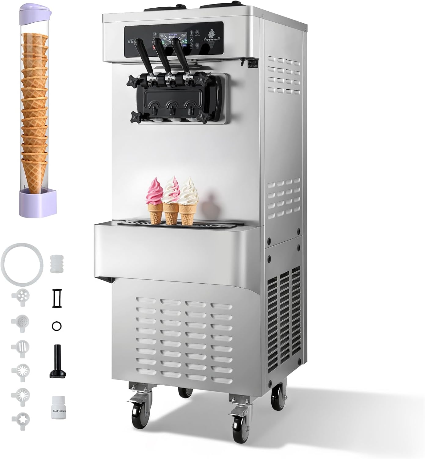 Eiscrememaschine freistehend Softeismaschine 2 x 6 L 20-28 L/h Speiseeisbereiter Eismaschine 2200 W