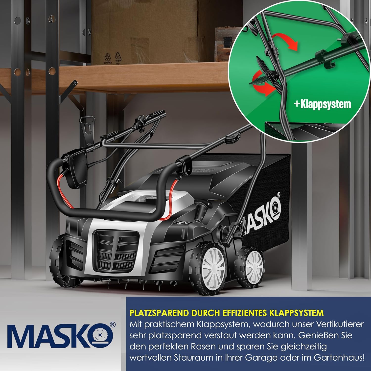 Vertikutierer 2 in 1 Elektro Rasenlüfter 1800 W 40 cm Arbeitsbreite 55 L Fangkorb mit Lüfterwalze – 5