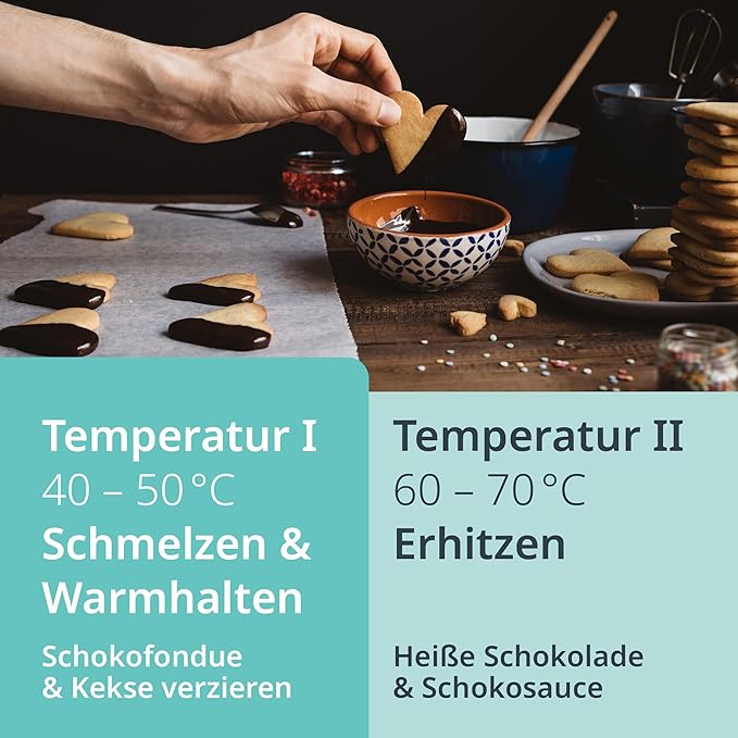 Schokofondue Schokoladenfondue elektrisch 500 ml 8 Spieße 2 Temperaturstufen Schmelzen Warmhalten – 5