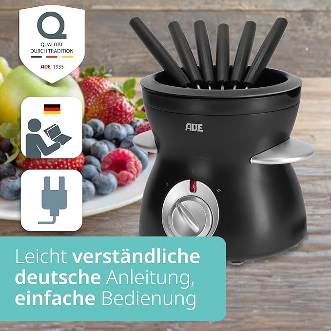 Schokofondue Schokoladenfondue elektrisch 500 ml 8 Spieße 2 Temperaturstufen Schmelzen Warmhalten – Thumbnail 7