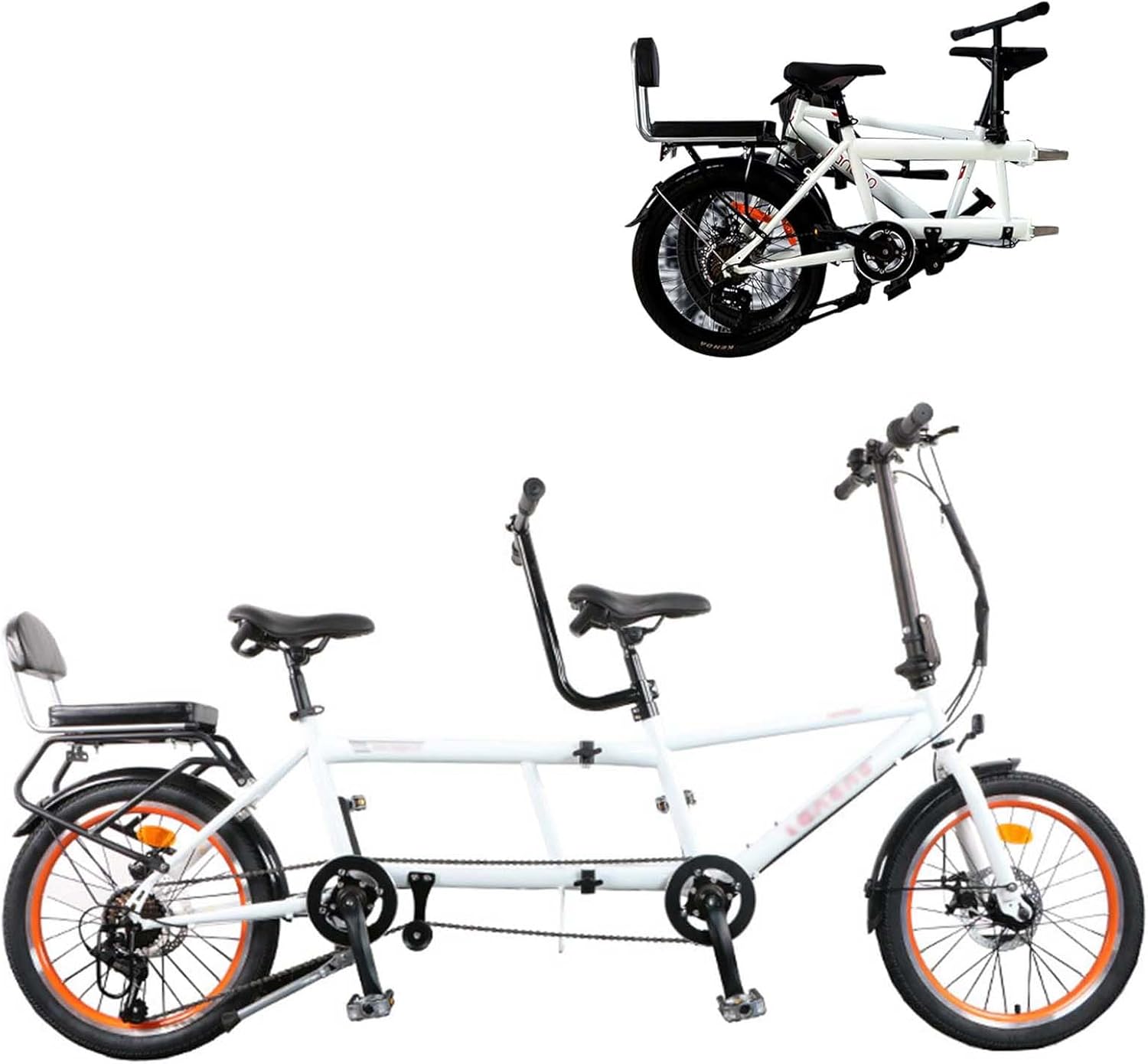Tandem Beach Cruiser Fahrrad Erwachsene faltbares Tandem Dreisitzer 7 Gang Maximale Belastung 300 kg