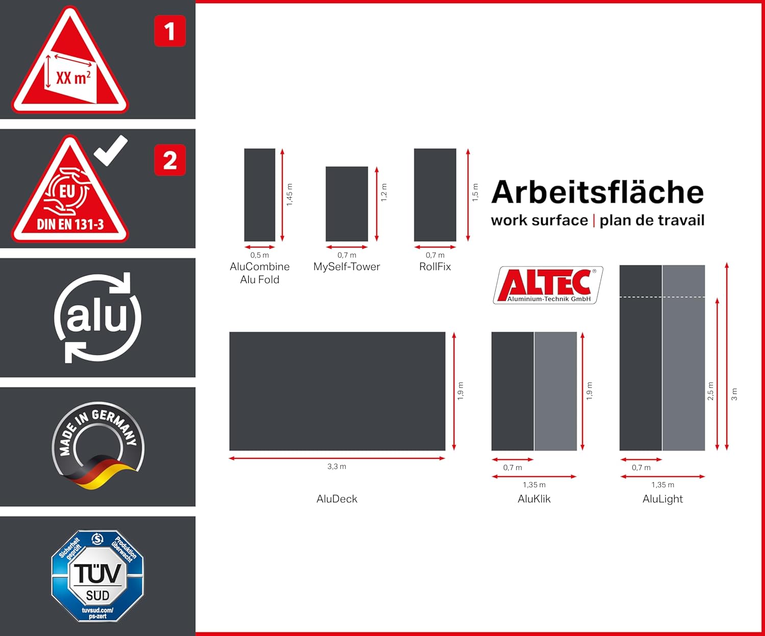 Arbeitsplattform Arbeitsbühne 5,7 m² Fläche 4 m Arbeitshöhe faltbares Raumgerüst Rollbock Alu Gerüst – Thumbnail 8