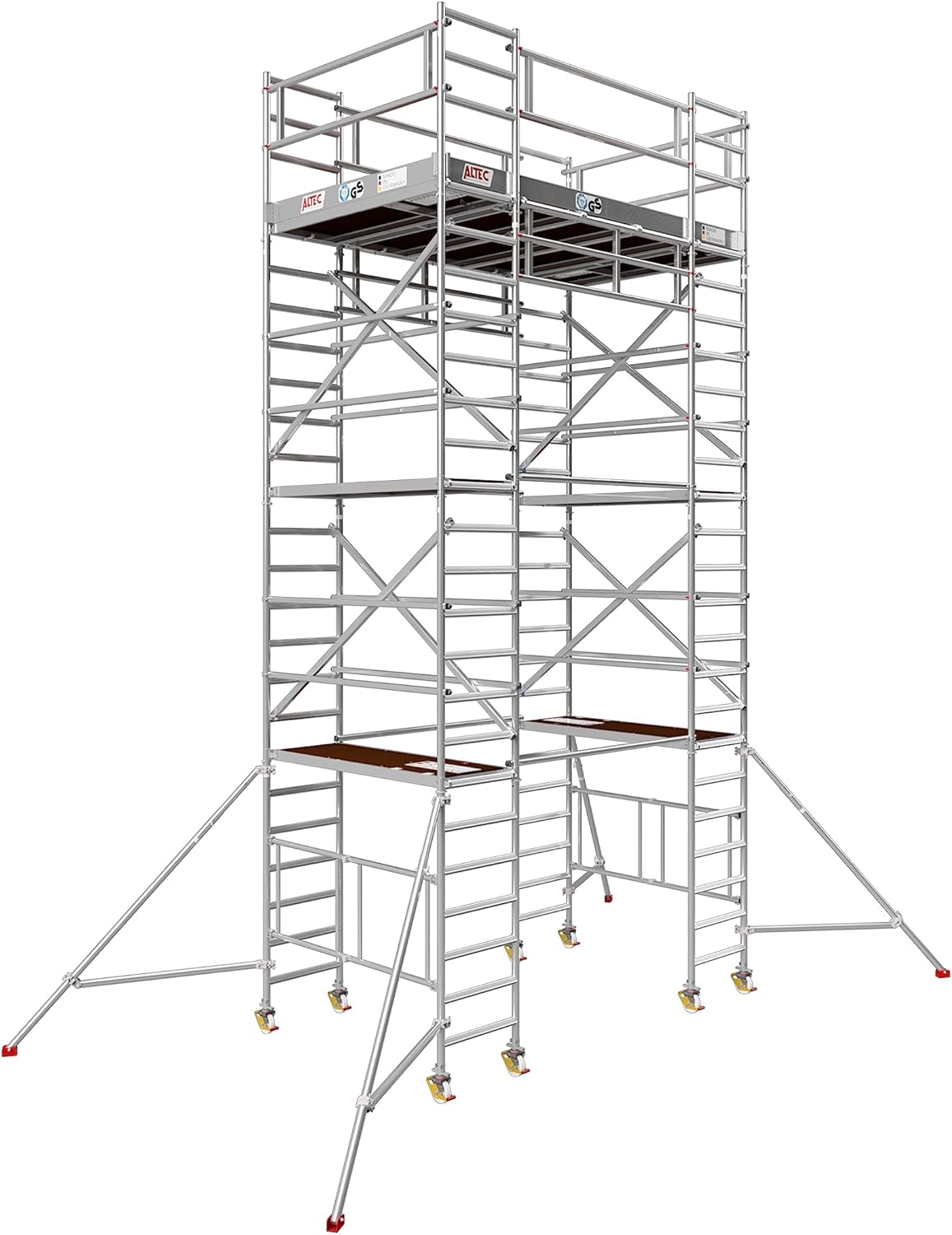 Alugerüst Rollgerüst Arbeitsbühne 5,7 m² Fläche Arbeitshöhe 6 m faltbares Raumgerüst Rollbock Alu 