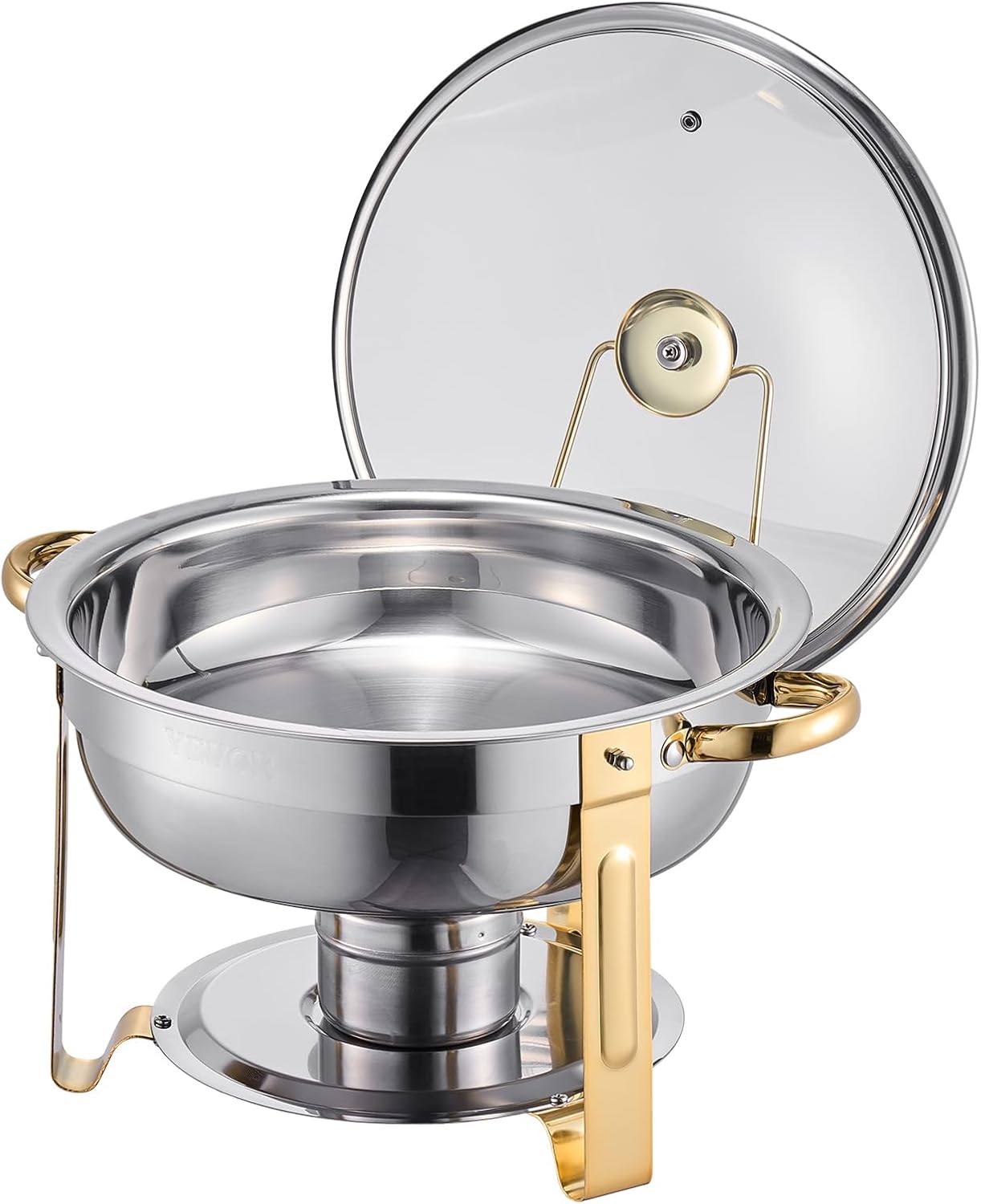 Chafing Dish Buffet Speisenwärmer 4 x 4,7 Liter Behälter runder Catering-Wärmespender Buffetwärmer – 3
