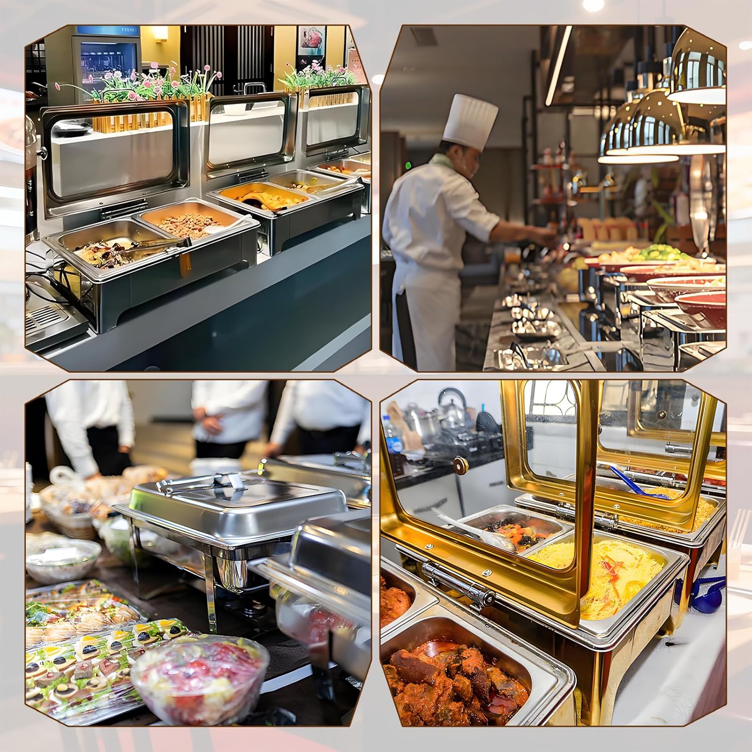 Elektrischer Speisewärmer 1/3 Chafing Dish Glasdeckel 9L Wärmebehälter Buffet Edelstahl Buffetwärmer – 2
