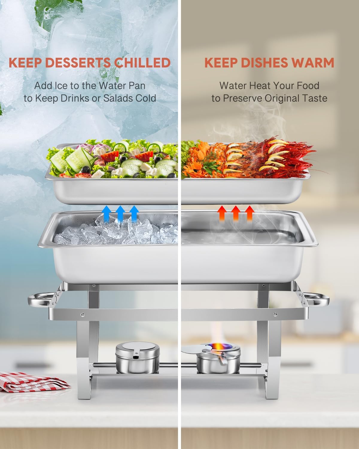 Buffet-Set 6 x 9 L = 54 L Chafing Dish Speisewärmer 6pcs Warmhaltebehälter Wärmebehälter Edelstahl – 4