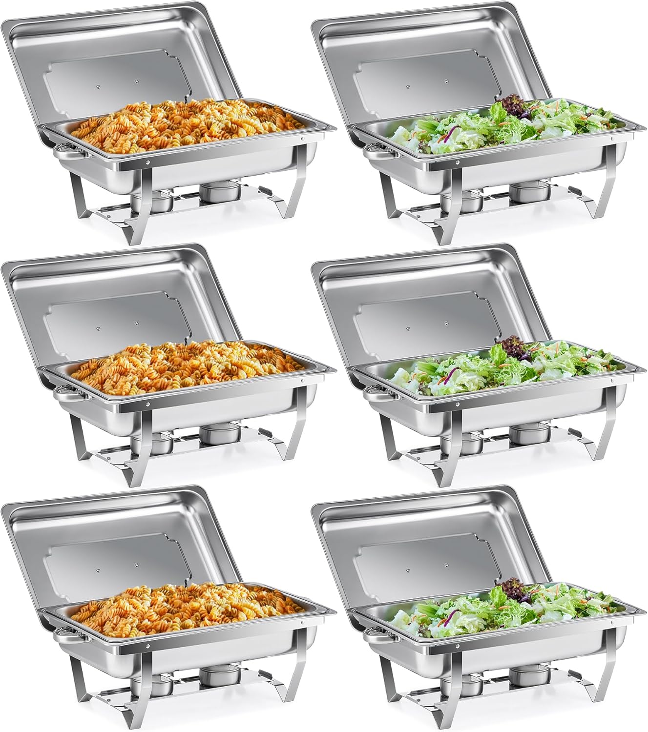 Buffet-Set 6 x 9 L = 54 L Chafing Dish Speisewärmer 6pcs Warmhaltebehälter Wärmebehälter Edelstahl