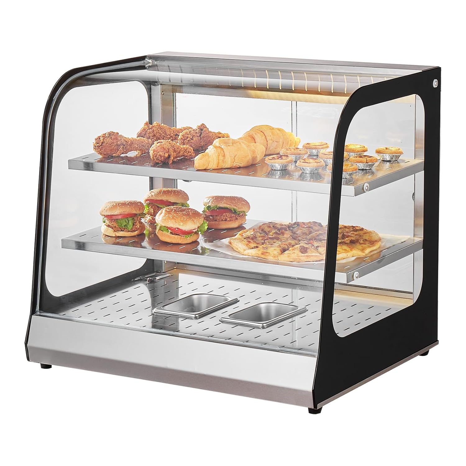 111 L Speisenwärmer 2-stufig kommerziell 850 W Speisenwärmer mit gehärtetem Glas und Dampfheizung