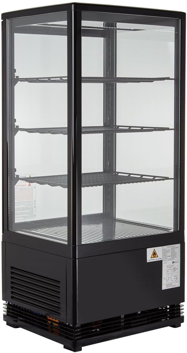 Gastro Kühlvitrine 78 Liter Buffet Vitrine +2 °C bis +6 °C mit LED schwarz  Kühltheke mit Glastür &  – 2
