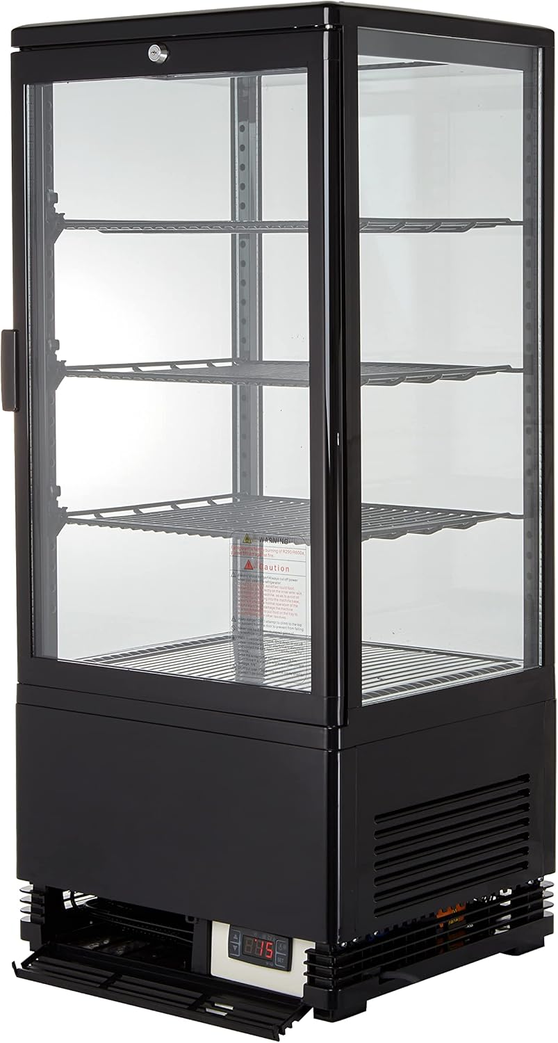 Gastro Kühlvitrine 78 Liter Buffet Vitrine +2 °C bis +6 °C mit LED schwarz  Kühltheke mit Glastür &  – 3