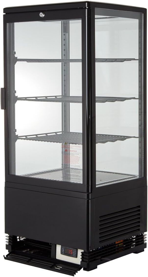 Gastro Kühlvitrine 78 Liter Buffet Vitrine +2 °C bis +6 °C mit LED schwarz  Kühltheke mit Glastür &  – 5