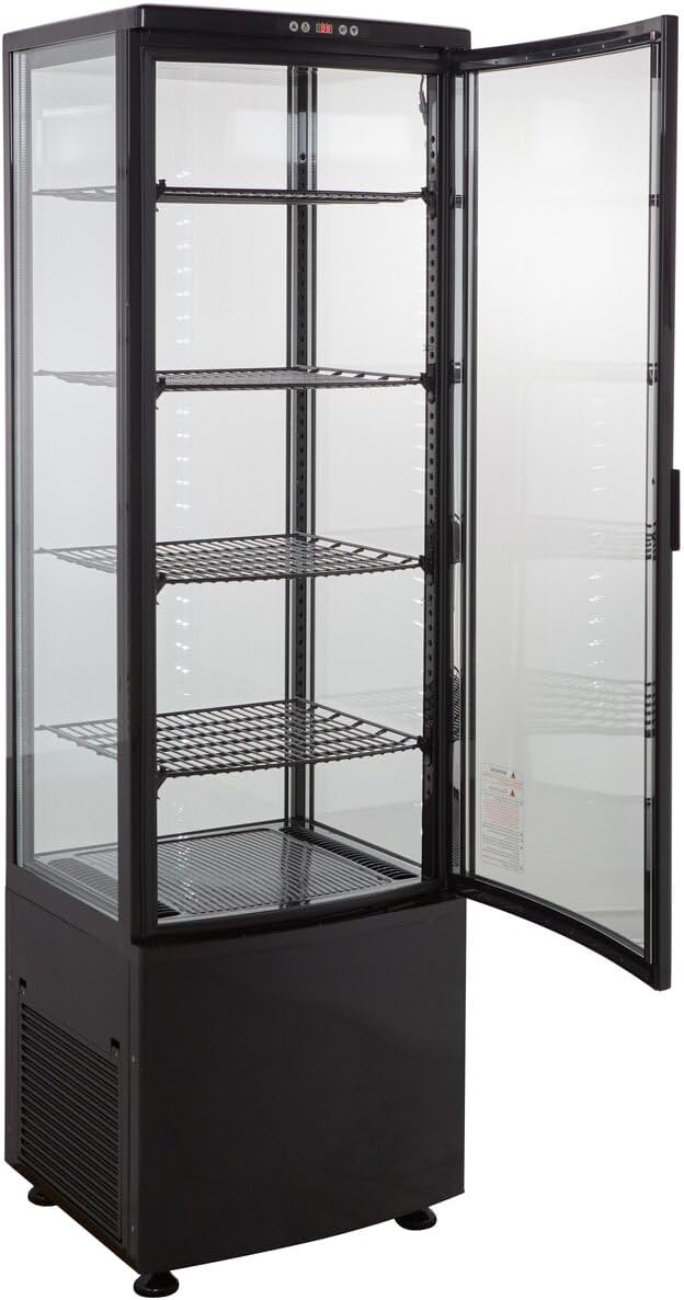 Gastro Kühlvitrine 235 Liter Buffet Vitrine +2 °C bis +6 °C LED schwarz Kühltheke Glastür & Umluft