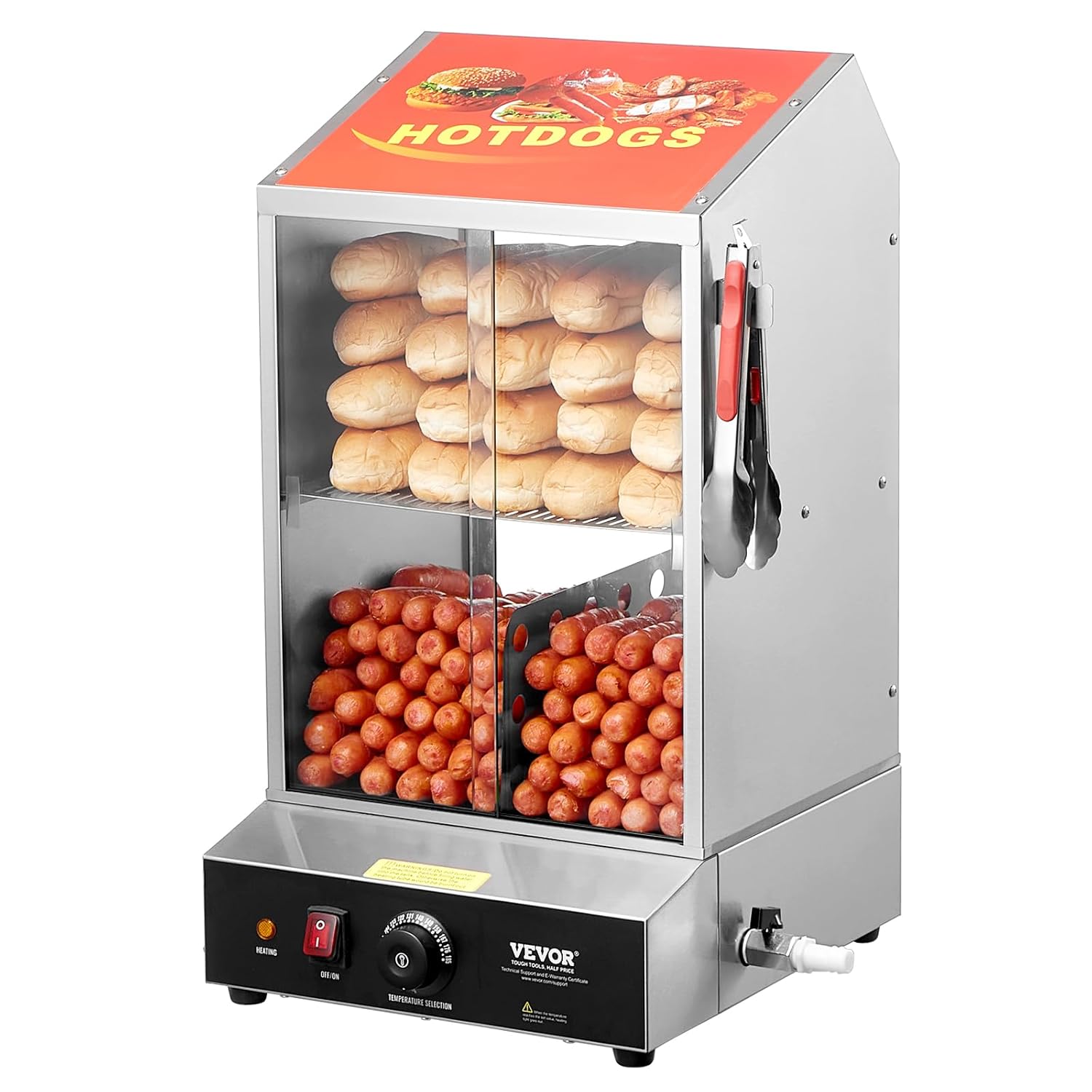Hot Dog Dampfgarer 37 L 2-stufiger 30°C – 85°C Hot Dog Hütten-Dampfgarer Temperaturregelung