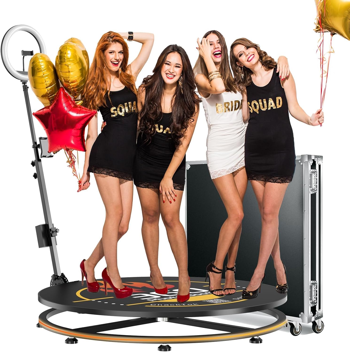 360 Grad Fotokabine 100 cm 39,4" Fotobox Photo Booth Flightcase App-Steuerung automatische 360°