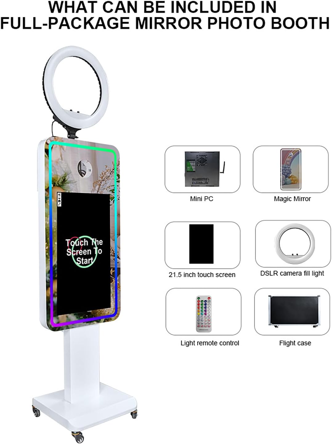Fotokoffer Kamera 21,5 Zoll LCD Touchscreen Fotobox tragbarer Magischer Spiegel Fotokabine Hochzeit  – Thumbnail 7