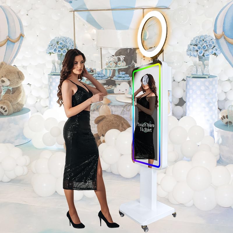 Fotokoffer Kamera 21,5 Zoll LCD Touchscreen Fotobox tragbarer Magischer Spiegel Fotokabine Hochzeit