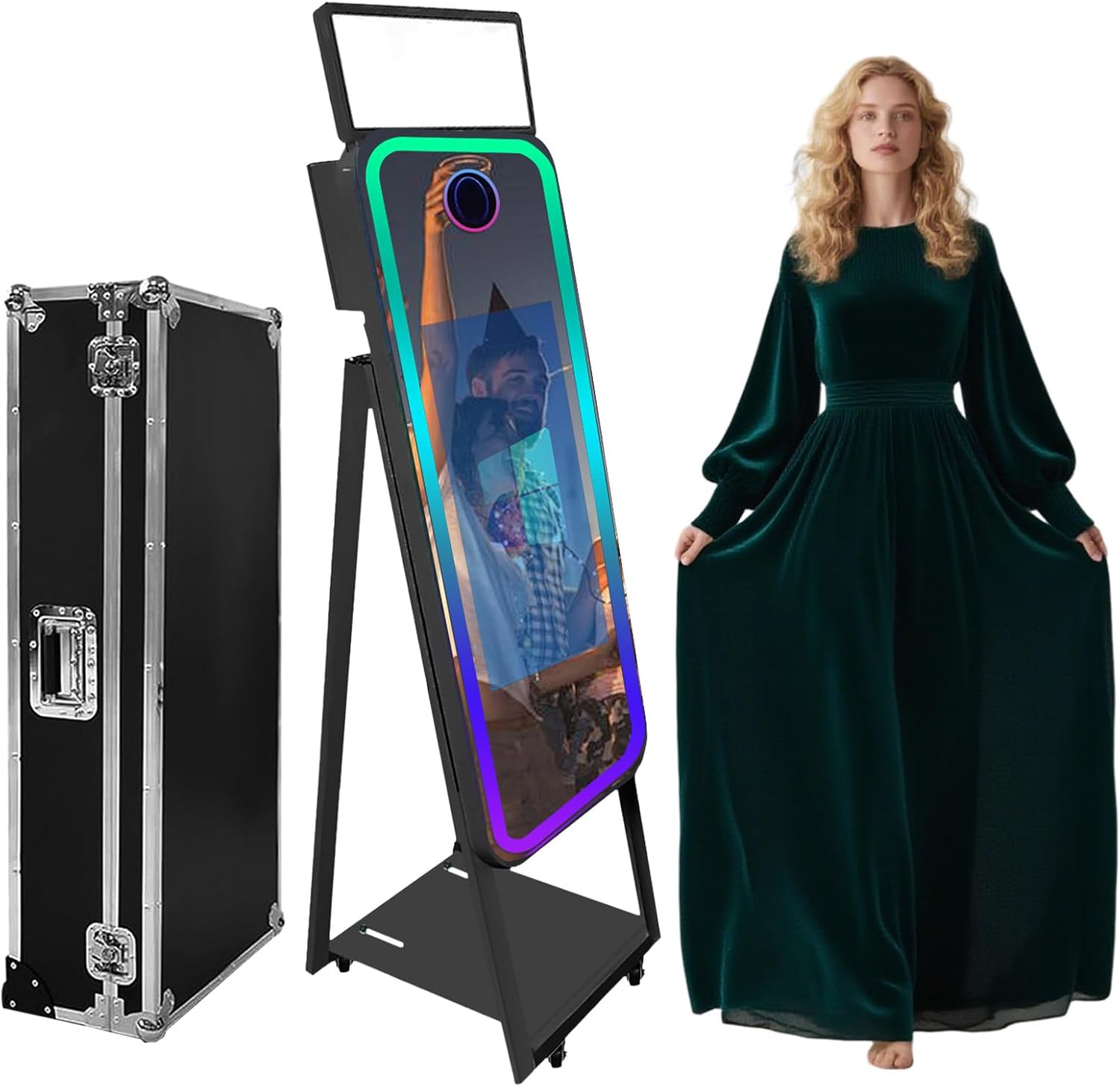 Magischer Spiegel Fotokabine Fotobox Flightcase tragbarer Touchscreen Selfie-Fotokabinen-Maschine