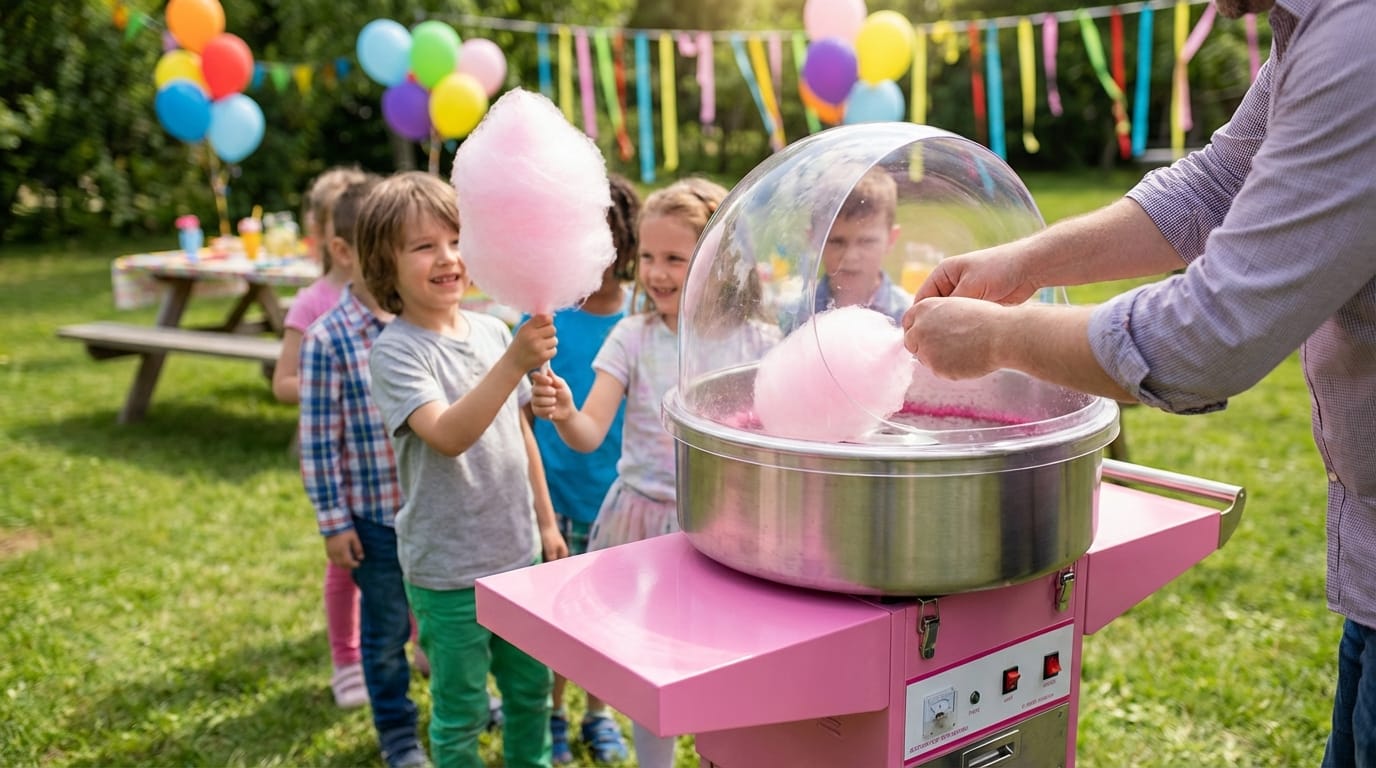 Nostalgische Zuckerwattemaschine mieten – Inklusive Wagen & Schutzhaube – 2