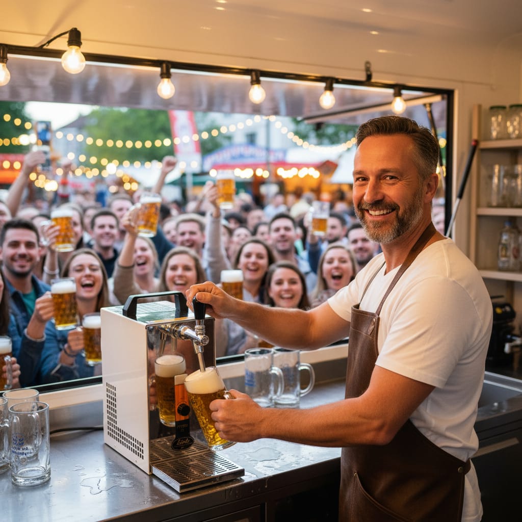Profi Zapfanlage mieten – Edelstahl-Durchlaufkühler (30 l/h) für Bier & Events – 3