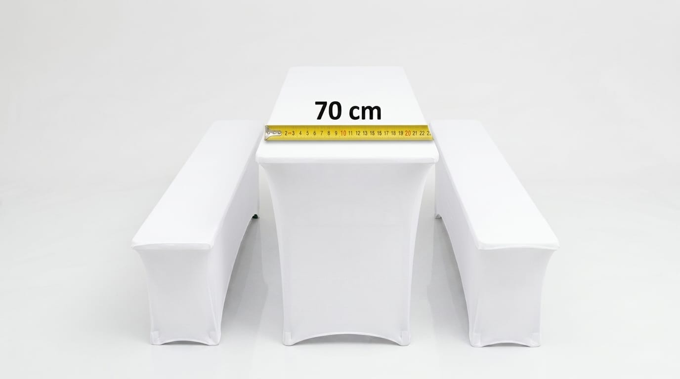 Husse für Bierzeltgarnitur, Festzeltgarnitur (50cm oder 70cm) – 3-teilig in Weiß oder Schwarz – 2