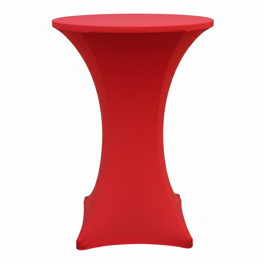 Stehtischhusse, Stretchhusse für Stehtische mieten (Ø 80 cm) – Weiß, Schwarz oder Rot – 3