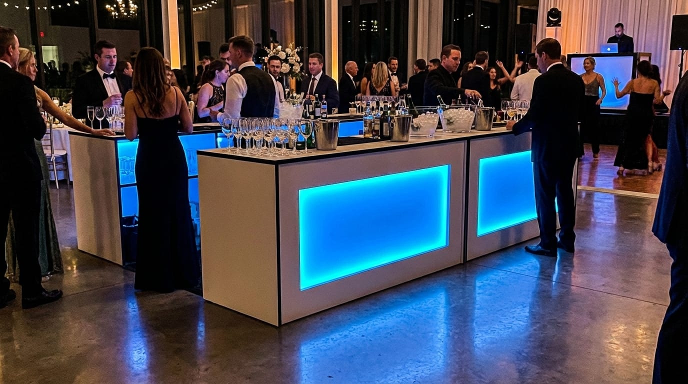 LED Bar mieten – Leuchtende Event-Theke & Bartresen mit RGB-Farbwechsel für Ihr Event – 5