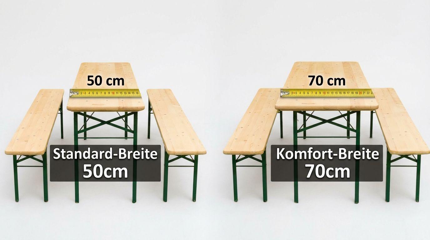 Bierzeltgarnitur mieten – Festzeltgarnitur in 50 cm oder 70 cm Breite für Events