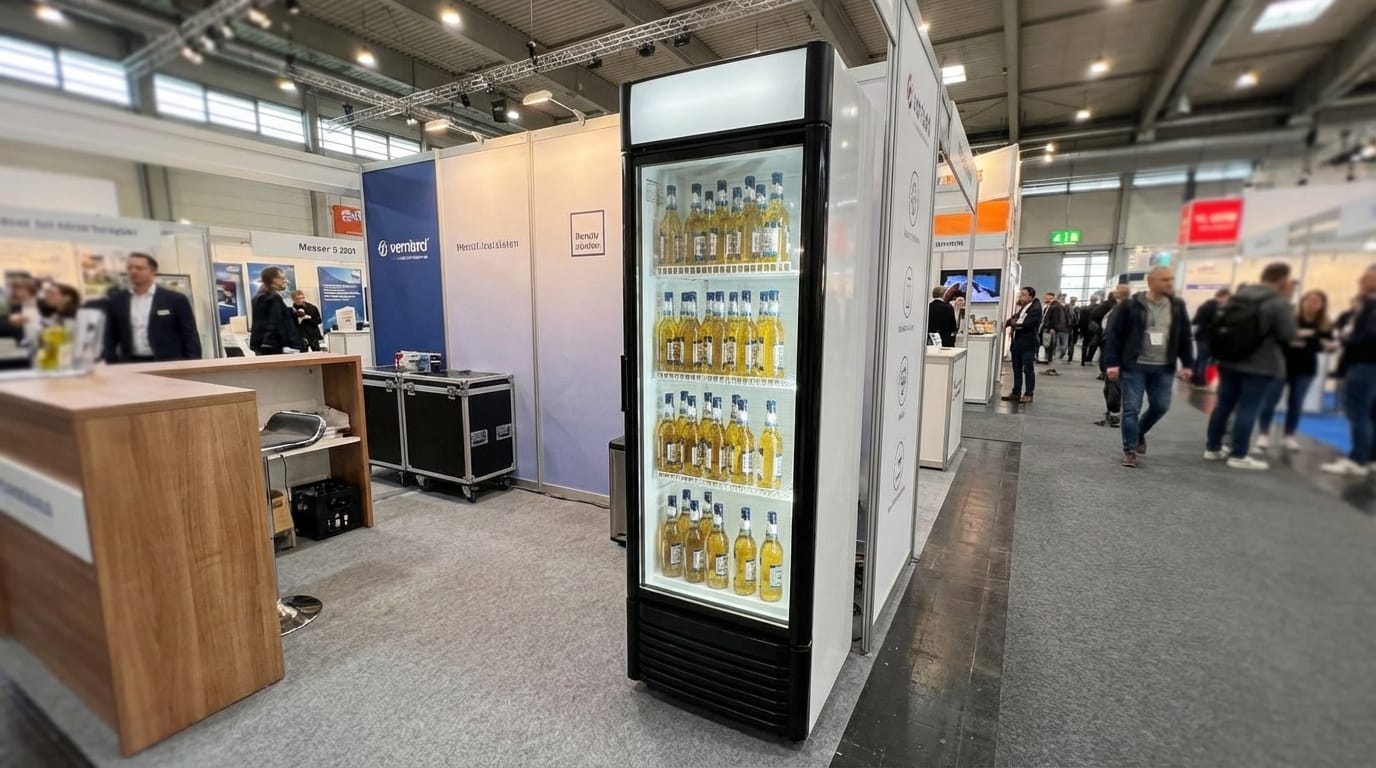 Glastür-Kühlschrank mieten (350 L) – XXL Flaschenkühlschrank mit Beleuchtung & Schloss – 2