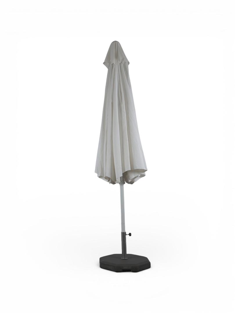 Marktschirm mieten (400×400 cm) – Großer Sonnenschirm in Weiß inkl. 40kg Ständer – 3