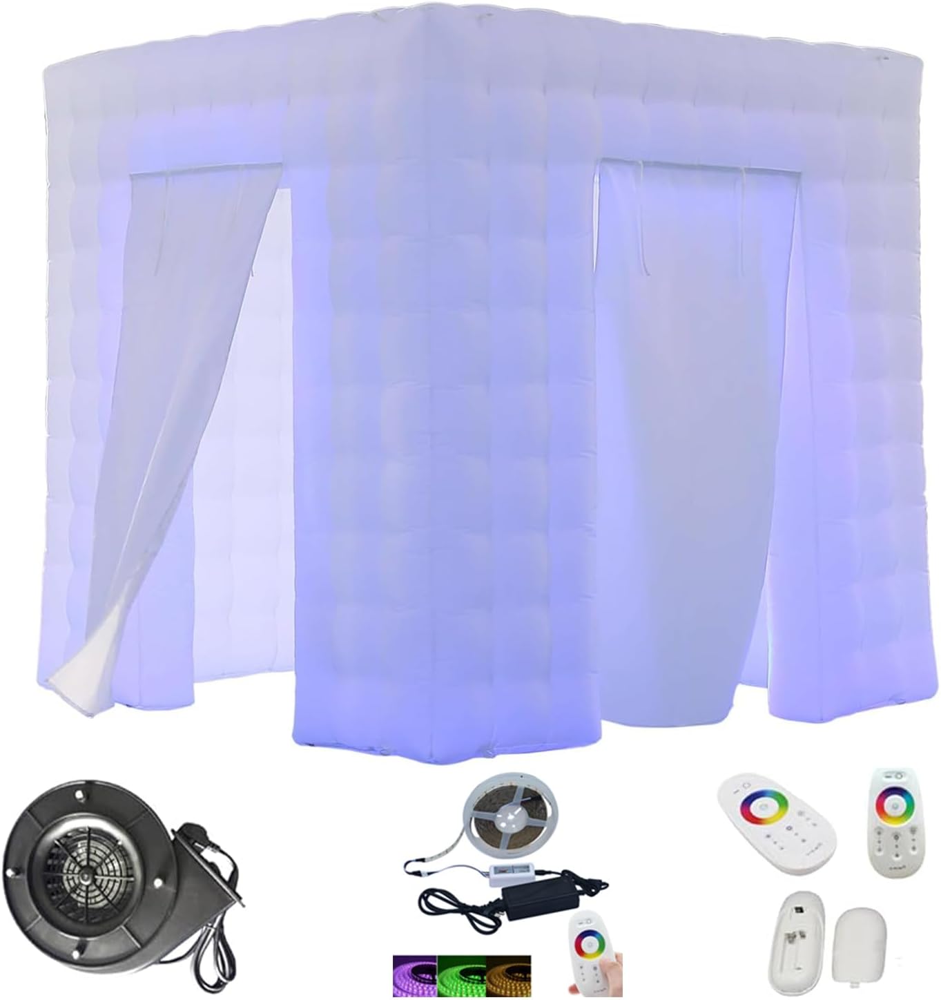 Kulissenzelt Fotozelt Kulisse beleuchtet Fotostandzelt Photozelt mit LED-Licht Luftgebläse 2,5 m – 2