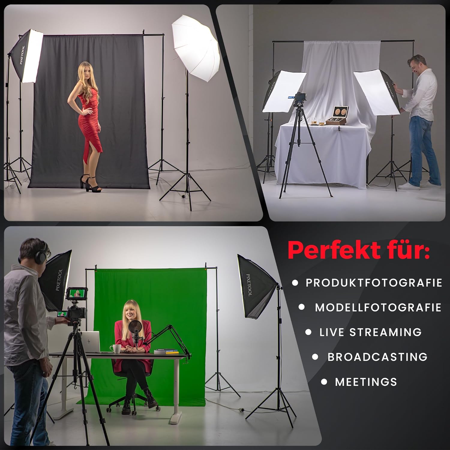 Fotostudio Set Studiolicht Fotostudiobeleuchtung Fotolicht Fotobeleuchtung 48 Watt 2 Softbox 70 x 50 – 2