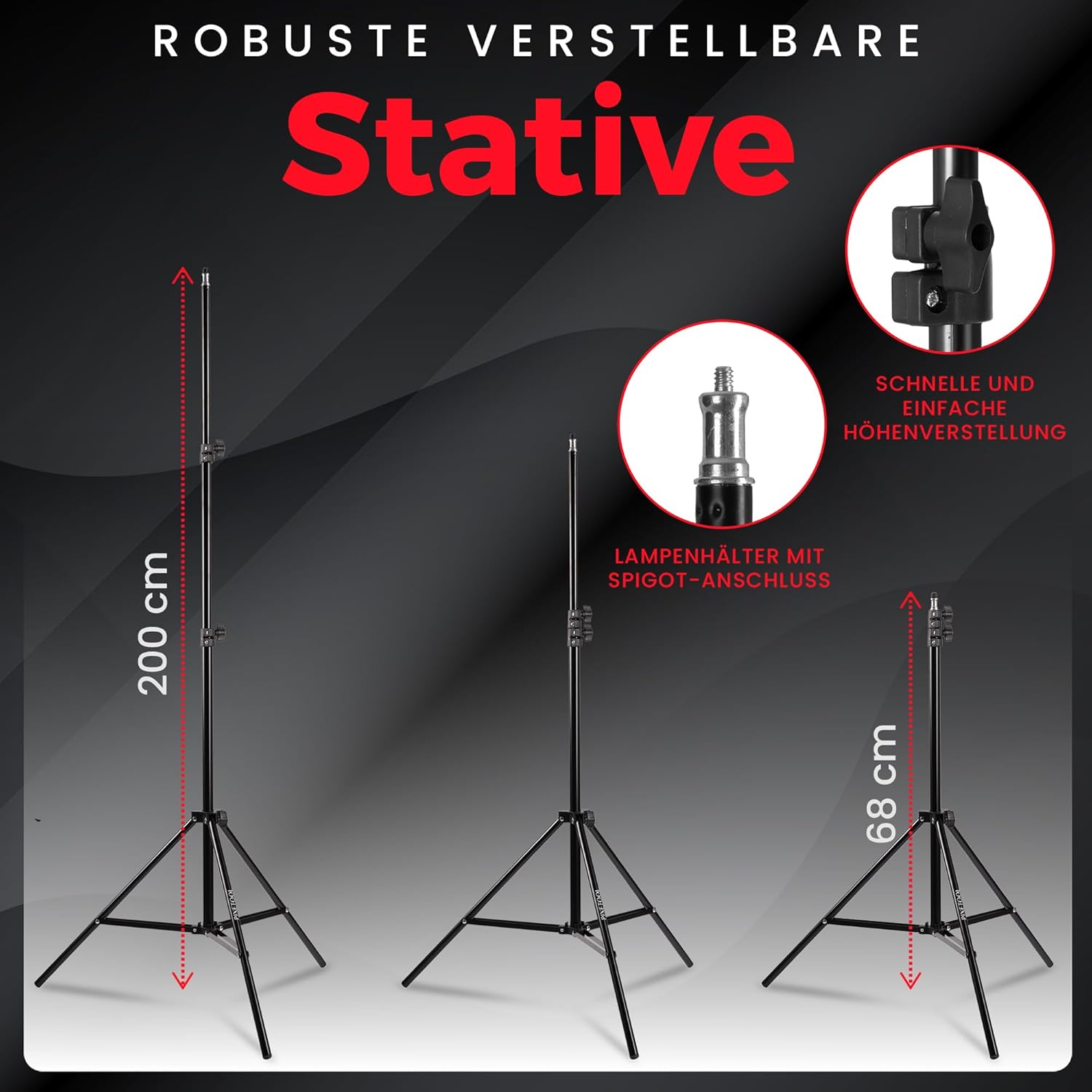 Fotostudio Set Studiolicht Fotostudiobeleuchtung Fotolicht Fotobeleuchtung 48 Watt 2 Softbox 70 x 50 – 5