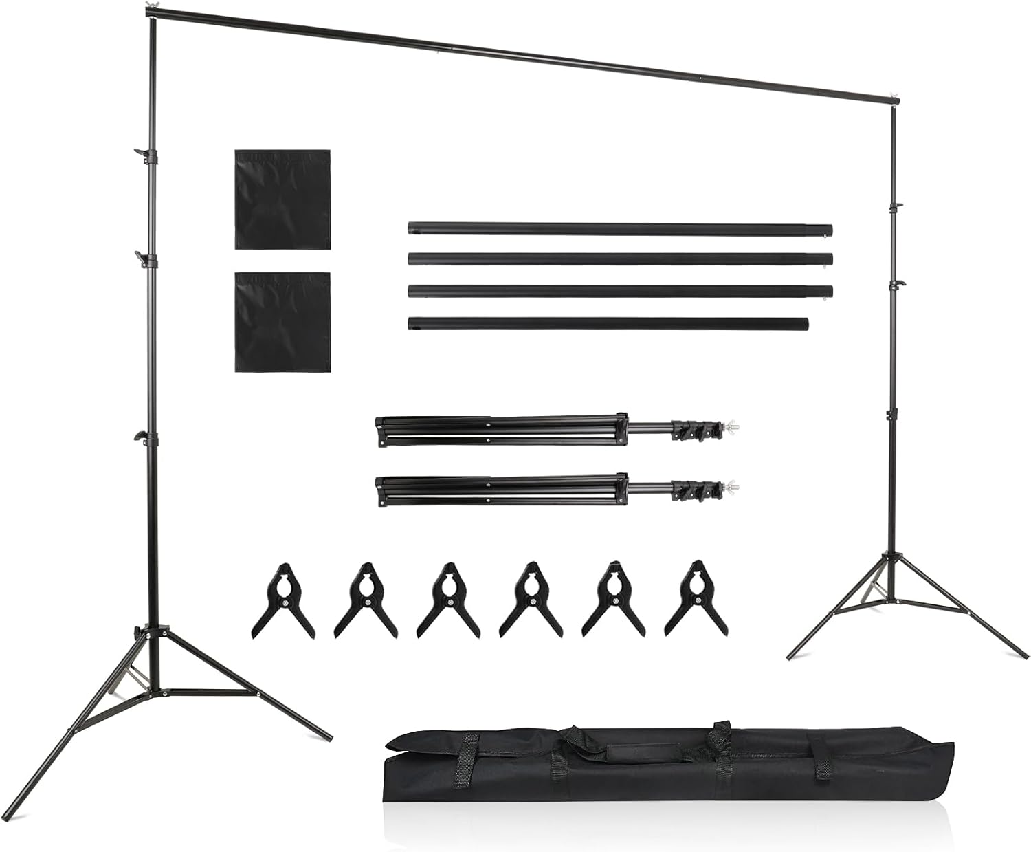 Verstellbarer Hintergrund Ständer für Fotografie 3 x 2,6 m Fotohintergrund mit 6 Fischmaul Klemmen