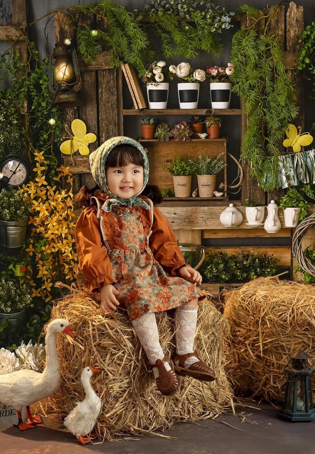 Frühlingsgarten Fotohintergrund C 270 x 180 cm Ostern Retro Rustikal Holz Grünpflanzen Hintergrund f – Thumbnail 6